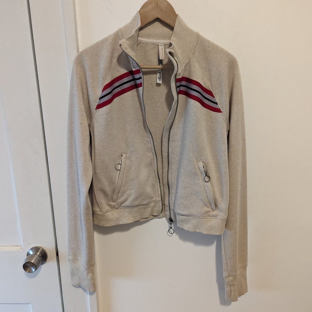 FP Movement by Free People Cream Zip-Up Jacket with Red and Pink Stripes - Picture 13 of 16